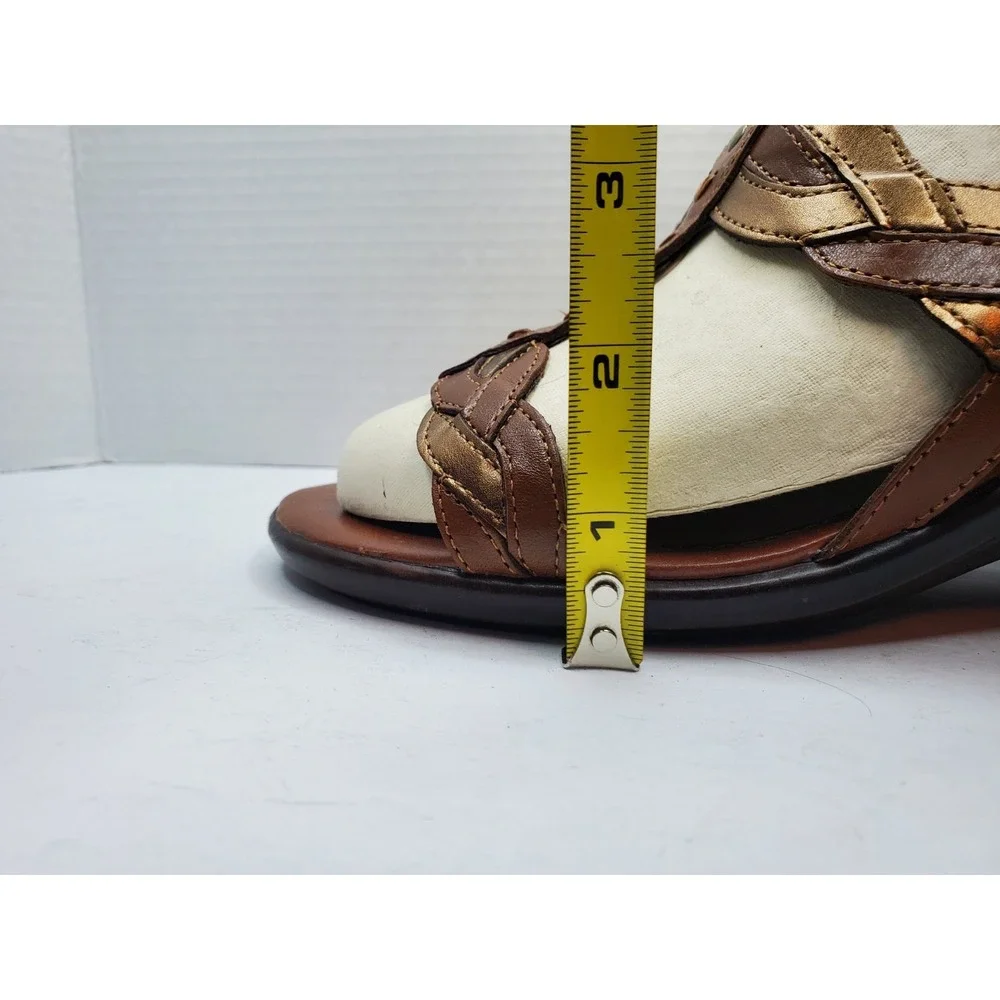 Thom McAn Open Toe Slingback Sandals Wedge Heel Boho Braided Sandals Size 9W
